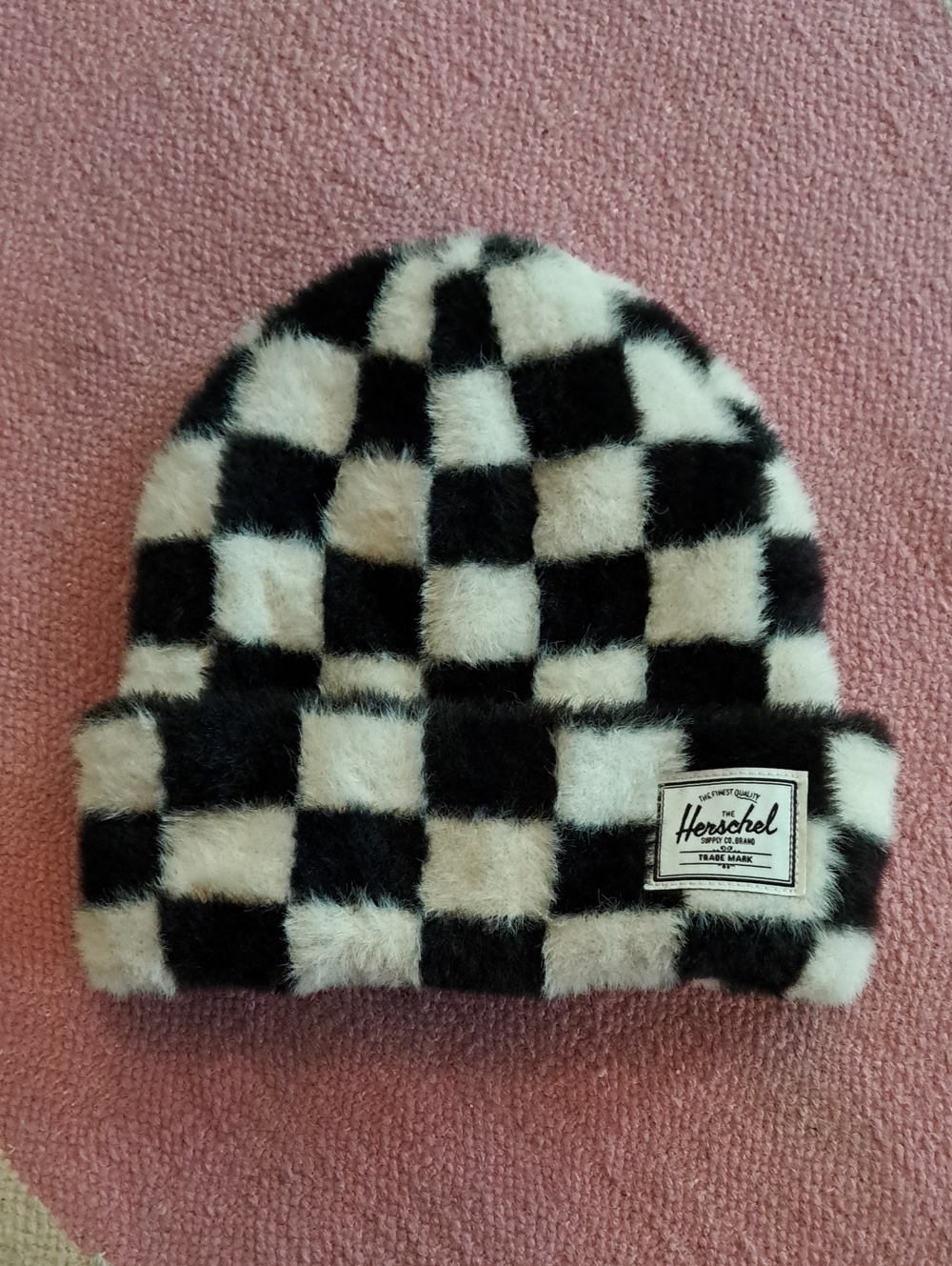 Fuzzy Checkered Herschel Beanie